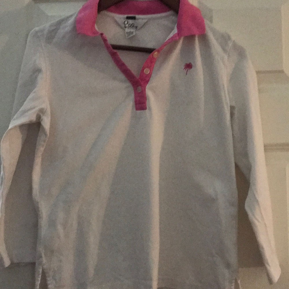 White slim small long sleeve Lilly Pulitzer top